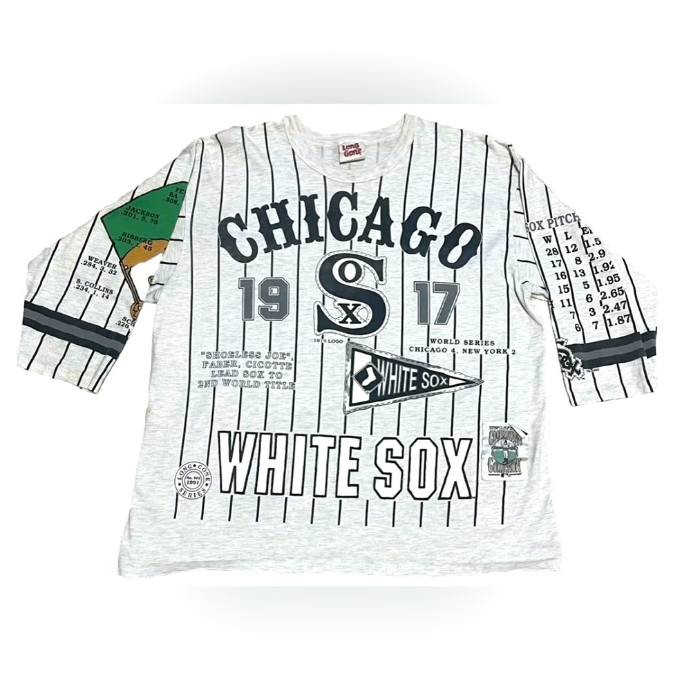 Vintage 90s Long Gone Chicago White Sox MLB Baseball USA Pinstripe Shirt XL